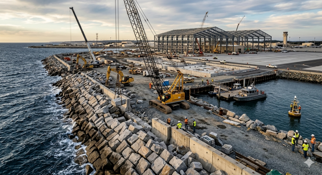 Marine construction and quality control services supporting waterfront infrastructure projects at Naval Air Station Point Mugu.