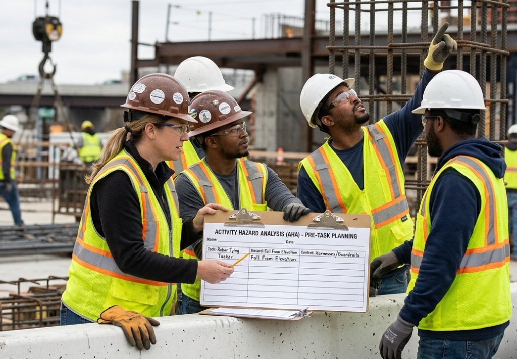 Activity Hazard Analysis AHA helps crews identify hazards before work begins. Learn why pre-task planning improves jobsite safety.