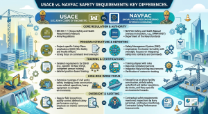 Learn the key differences between USACE NAVFAC safety requirements. Understand compliance, EM 385-1-1 standards,